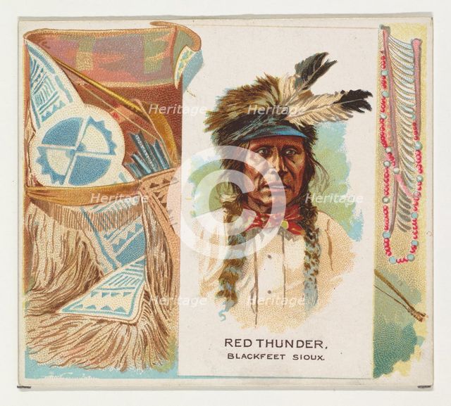 Red Thunder, Blackfeet Sioux, from the American Indian Chiefs series (N36) for Allen & Gin..., 1888. Creator: Allen & Ginter.