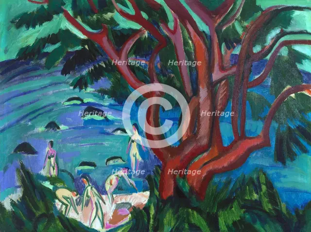Red tree at the beach, 1913. Creator: Kirchner, Ernst Ludwig (1880-1938).