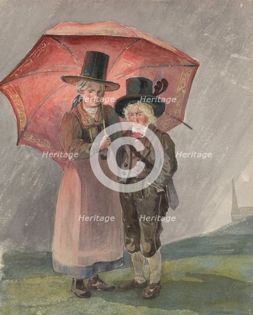 Red umbrella, 1847. Creator: Karoly Lajos Libay.