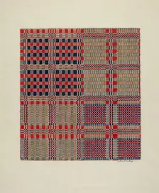 Red, White & Blue Coverlet, c. 1940. Creator: Merkley, Arthur G.