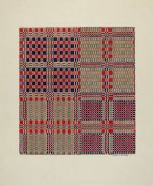 Red, White & Blue Coverlet, c. 1940. Creator: Merkley, Arthur G.