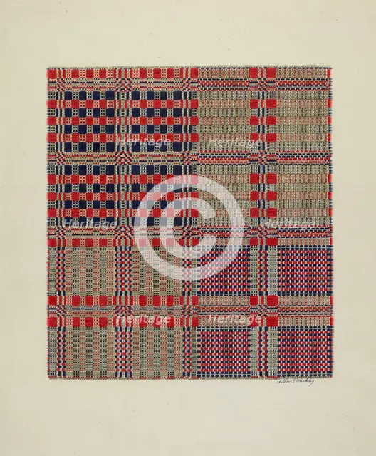 Red, White & Blue Coverlet, c. 1940. Creator: Merkley, Arthur G..