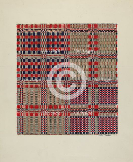 Red, White & Blue Coverlet, c. 1940. Creator: Merkley, Arthur G..