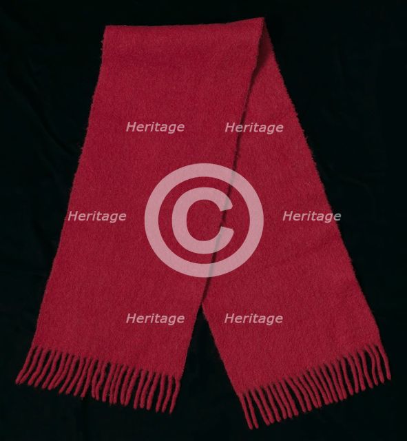 Red wool scarf worn by Joan Mulholland during a protest near the White House, 1960. Creator: Unknown.