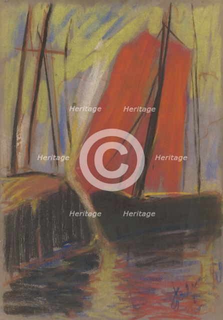 Red yacht, 1925. Creator: Zolo Palugyay.