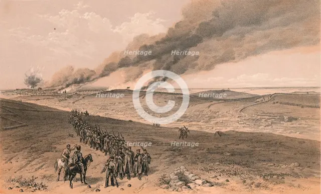 'Redan and Advanced Trenches of British Right Attack', 1856. Artist: Thomas Picken.