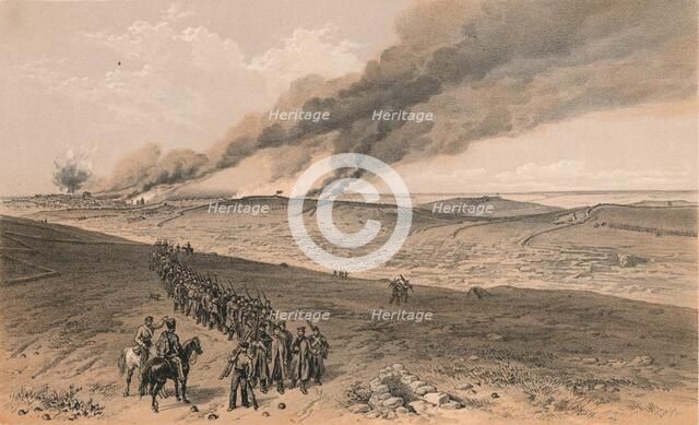 'Redan and Advanced Trenches of British Right Attack', 1856. Artist: Thomas Picken.
