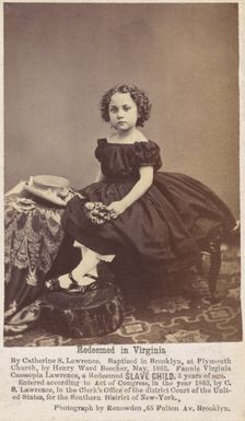 Redeemed in Virginia by Catherine S. Lawrence. Baptized in Brooklyn….by Henry Ward...1863. Creator: Renowden