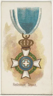 Redeemer, Greece, from the World's Decorations series (N30) for Allen & Ginter Cigarettes,..., 1890. Creator: Allen & Ginter