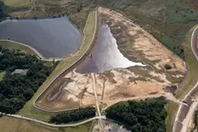 Redmires Reservoirs drained for repair, Sheffield, 2018. Creator: Emma Trevarthen
