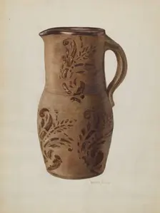 Redware Pitcher, probably 1939/1940. Creator: Betty Jacob