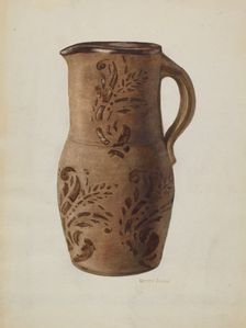 Redware Pitcher, probably 1939/1940. Creator: Betty Jacob