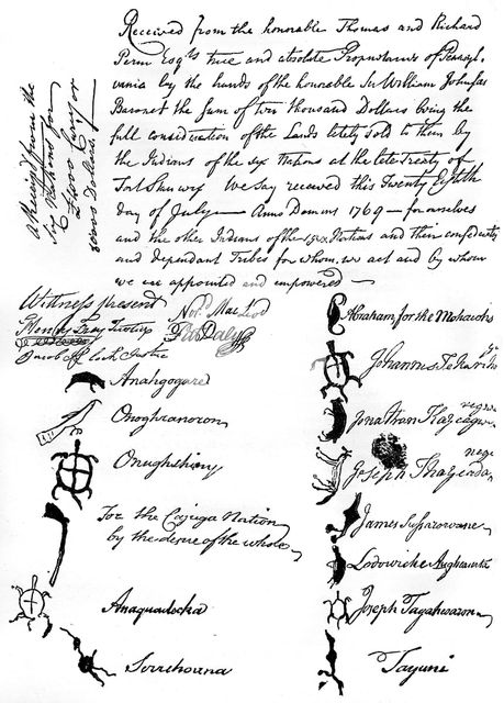 Reduced facsimile of a treaty between the British and Native American tribes, 1769, (c1880). Artist: Unknown