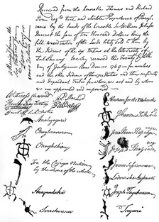 Reduced facsimile of a treaty between the British and Native American tribes, 1769, (c1880)