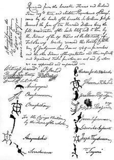 Reduced facsimile of a treaty between the British and Native American tribes, 1769, (c1880)