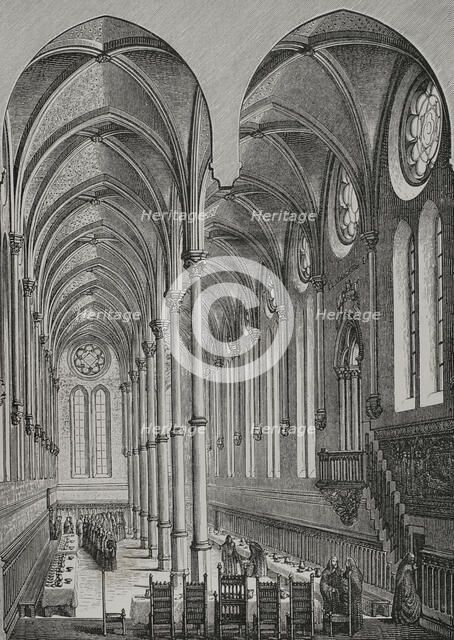 Refectory, Saint-Martin-des-Champs Priory, Paris, France, 13th century, (1877).  Creator: Unknown.