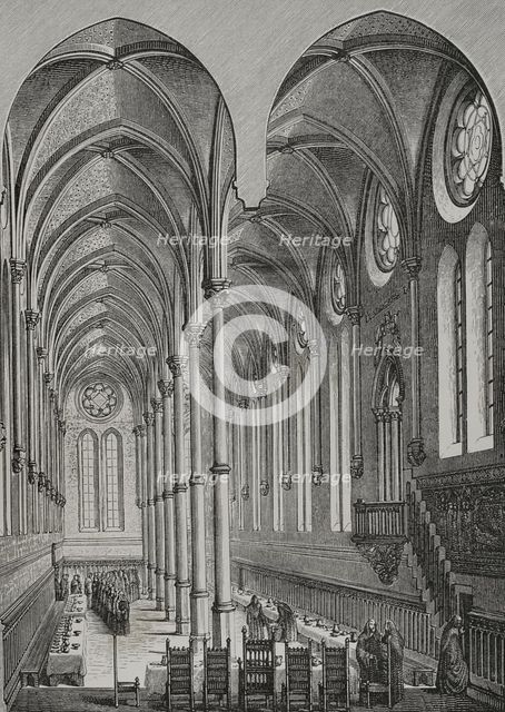 Refectory, Saint-Martin-des-Champs Priory, Paris, France, 13th century, (1877).  Creator: Unknown.