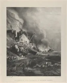 Refitting of a Ship at Low Tide, 1833. Creator: Eugene Isabey