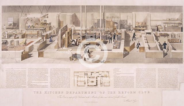 Reform Club's kitchens, Westminster, London, 1842. Artist: John Tarring