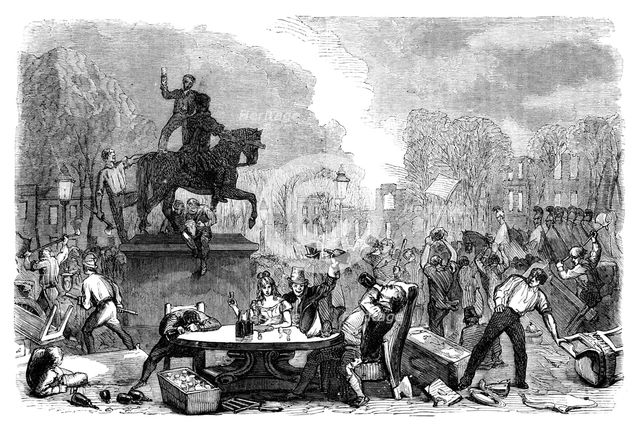 Reform riots in Queen's Square, Bristol, 1831 (c1895). Artist: Unknown