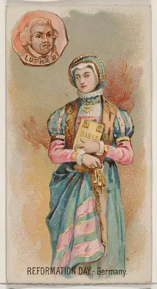 Reformation Day, Germany, from the Holidays series (N80) for Duke brand cigarettes, 1890., 1890. Creator: George S. Harris & Sons