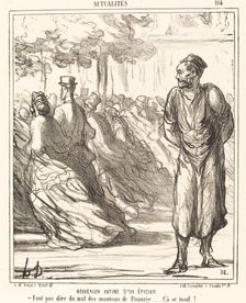 Réflexion intime d'un épicier, 1867. Creator: Honore Daumier