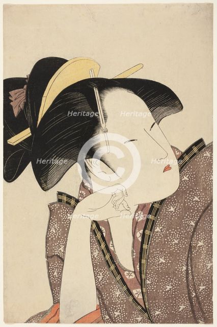 Reflective Love, from the series "Anthology of Poems: The Love Section (Kasen koi no..., c1793/94. Creator: Kitagawa Utamaro.