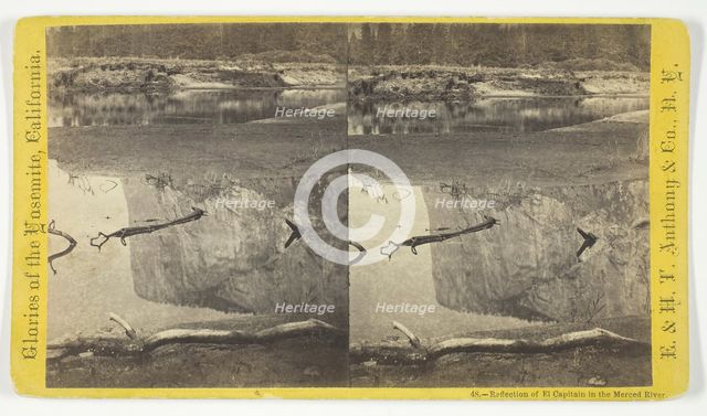 Reflection of El Capitain in the Merced River, 1870/71. Creator: Anthony & Company.
