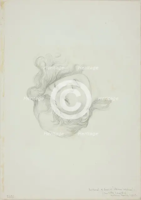 Reflection of Head, study for Mirror of Venus, c. 1873-77. Creator: Sir Edward Coley Burne-Jones.