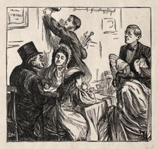 Refreshment - At the Great Exhibition, 1862. Creator: George Louis Palmella Busson Du Maurier (British, 1834-1896)
