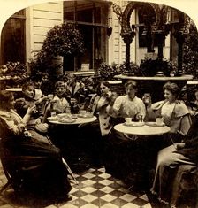 Refreshing - Unter den Linden Café, Berlin, Germany 1894. Creator: Bert Underwood