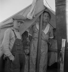 Refugee family from the Rio Grande Valley, Texas, near Holtville, California, 1937. Creator: Dorothea Lange