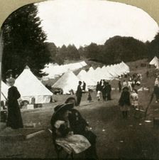 Refugees camp at ball grounds in Golden Gate Park 1906. Creator: Unknown