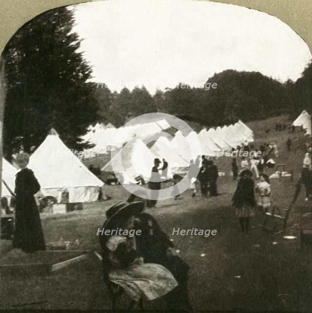 'Refugees' camp at ball grounds in Golden Gate Park', 1906. Creator: Unknown.
