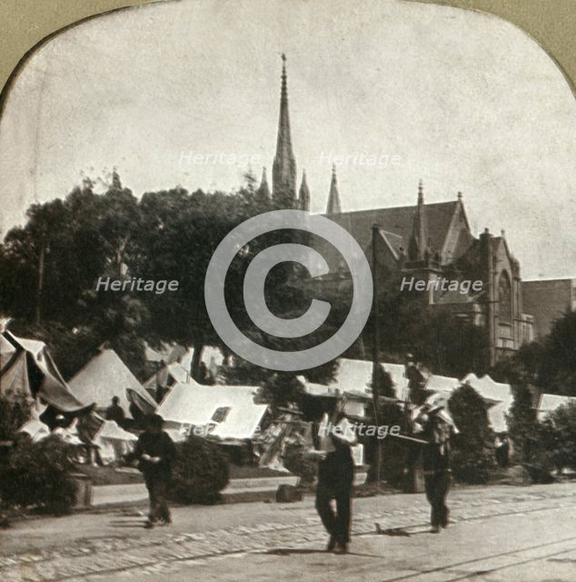 'Refugees' camp in Jefferson Square', 1906.  Creator: Unknown.