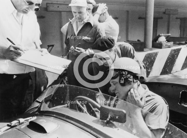 Reg Parnell in Aston Martin DB3S, Monza, 1952. Artist: Unknown