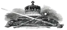 Regalia of Scotland: Crown Sceptre, Sword, and Lord Treasurer's Rod, 1850. Creator: Unknown