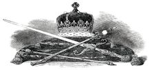 Regalia of Scotland: Crown Sceptre, Sword, and Lord Treasurer's Rod, 1850. Creator: Unknown
