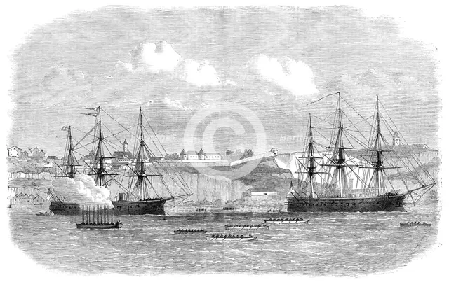 Regatta of boats of the Channel Fleet at Lisbon, 1869. Creator: Unknown.