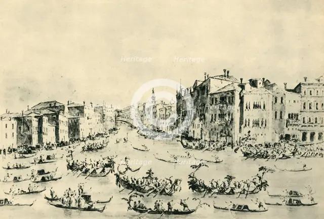 Regatta on the Grand Canal, Venice, mid-late 18th century, (1943). Creator: Francesco Guardi.