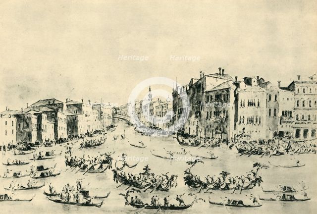Regatta on the Grand Canal, Venice, mid-late 18th century, (1943). Creator: Francesco Guardi.