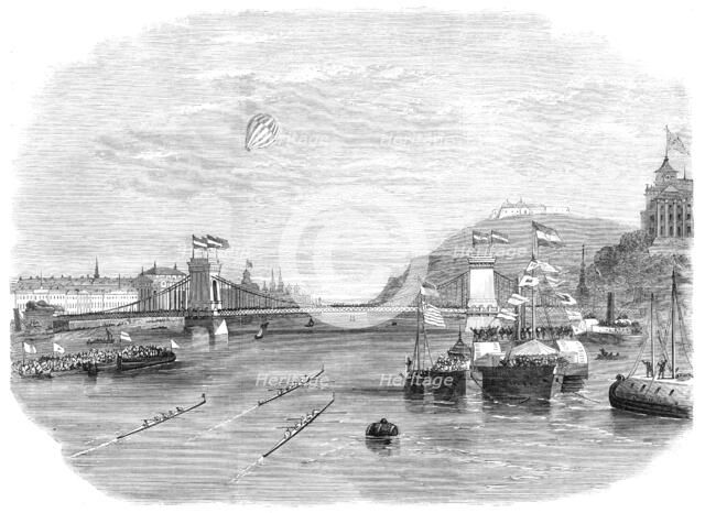 Regatta on the Danube at Buda-Pesth, during the visit of the Emperor of Austria, 1865. Creator: Unknown.
