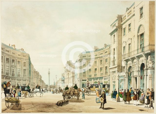Regent Street Looking Towards the Duke of York's Column, plate twelve from Original Views of..., 184 Creator: Thomas Shotter Boys.