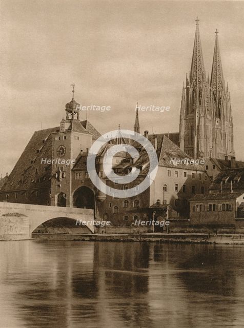 'Regensburg - Bridge-Gate and Cathedral Towers', 1931. Artist: Kurt Hielscher.