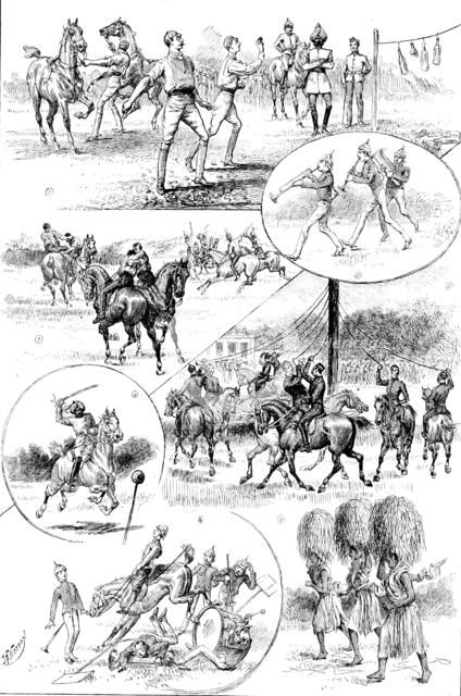 Regimental sports of 21st Hussars at Bangalore, in India, from sketches by Granville B. Baker, 1890. Creator: Carl Hentschel.