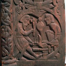 Regin the smith forging the sword of Sigurd's father, 12th-13th century