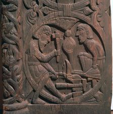 Regin the smith forging the sword of Sigurd's father, 12th-13th century