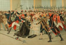 Regicide attempt by the priest Martín Merino Gómez against Queen Isabella II on 2 Feb 1852 (1893). Creator: Unknown