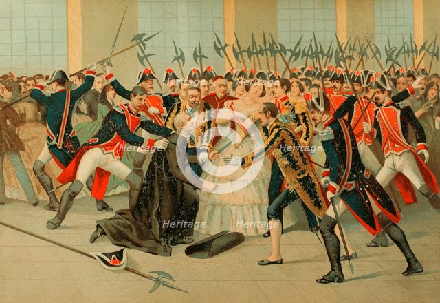 Regicide attempt by the priest Martín Merino Gómez against Queen Isabella II on 2 Feb 1852 (1893). Creator: Unknown.