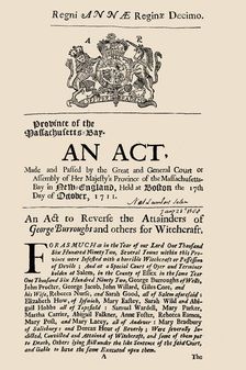 Regni Annae Reginae decimo. The 1711 act of the Massachusetts legislature to reverse the..., 1711. Creator: Historic Object